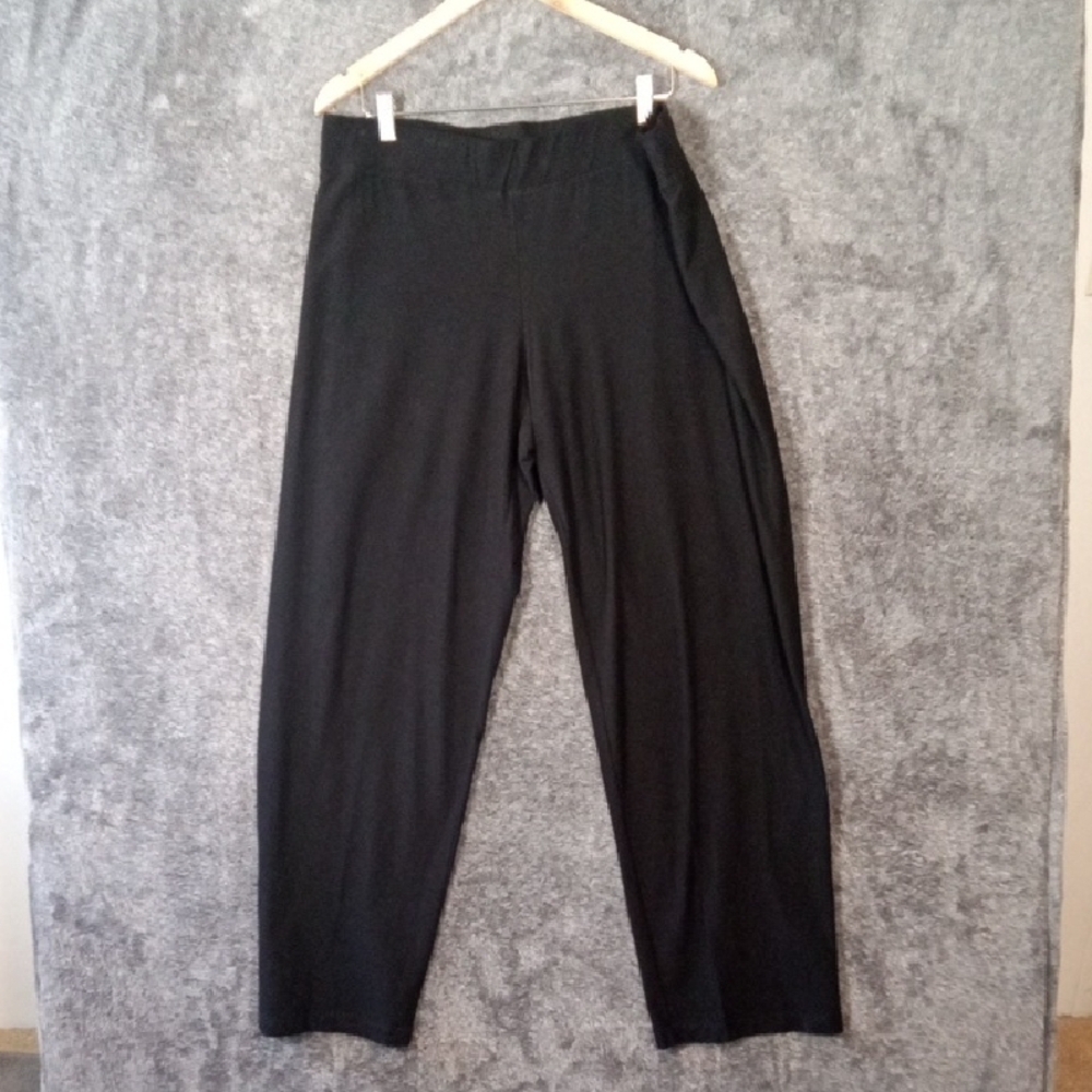 Eileen Fisher Black Pull On Wide Leg Pants Viscose Blend Womens Xl